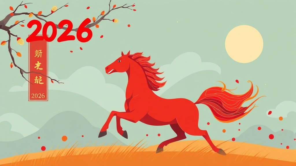 2026년 병오년(붉은 말띠 해) 의미와 덕담 (illustration 스타일)