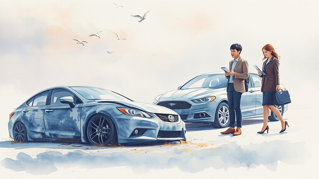 보험사 연락 & 보상 처리, 꼼꼼하게! (watercolor 스타일)