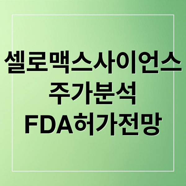 셀로맥스사이언스
주가분석
FDA허가전망 (셀로맥스사이언스 주가 SNB-101 FDA)