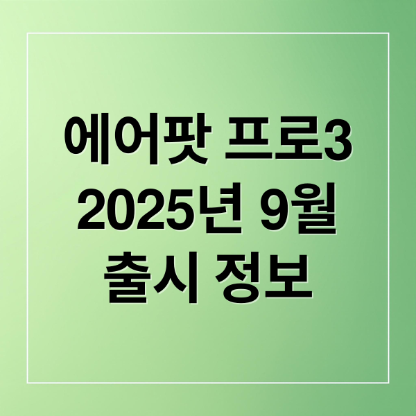 에어팟 프로3
2025년 9월
출시 정보 (에어팟 프로3 2025년 9월 출시)