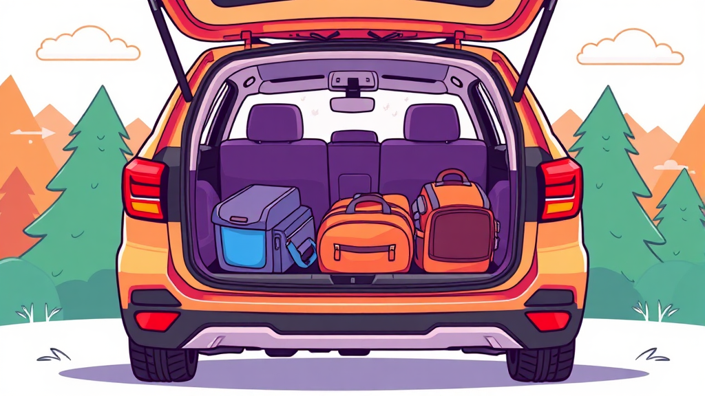 K4 해치백 공간 활용 및 적재 (cartoon 스타일)