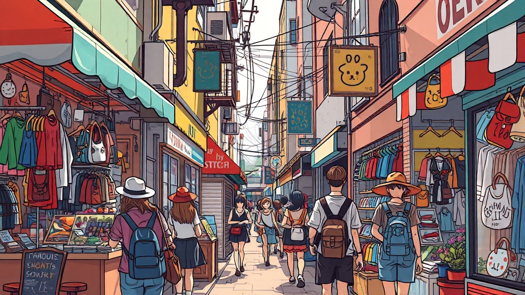 나카자키초, 개성 넘치는 소품샵 & 빈티지 의류점 (cartoon 스타일)