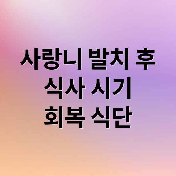 사랑니 발치 후
식사 시기
회복 식단 (사랑니 발치 후 식사 관리법)