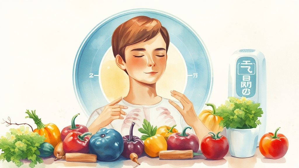 췌장암 예방 생활 관리 (watercolor 스타일)