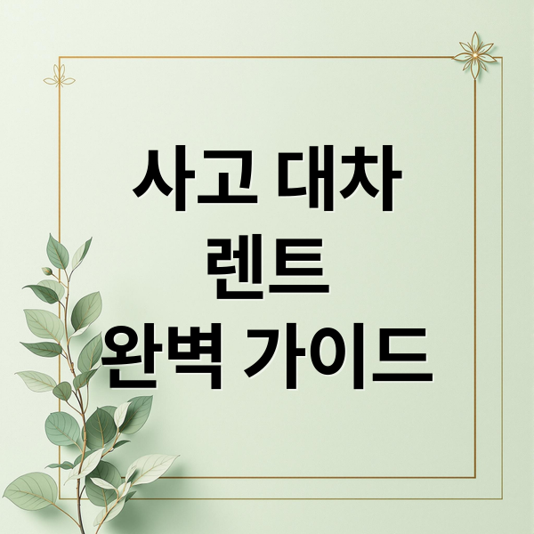 사고 대차
렌트
완벽 가이드 (사고 대차 단기 렌트 가격)