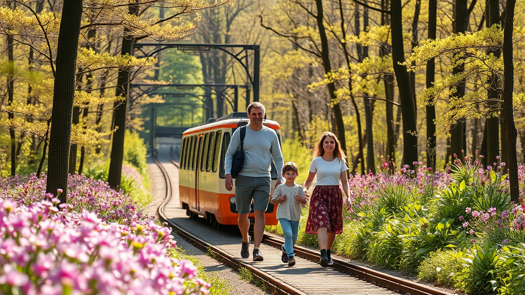 화담숲 모노레일 및 관람 꿀팁 (realistic 스타일)