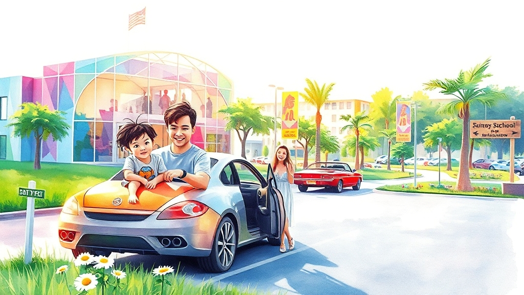 주차 & 주변 추천 장소: 완벽한 하루! (watercolor 스타일)