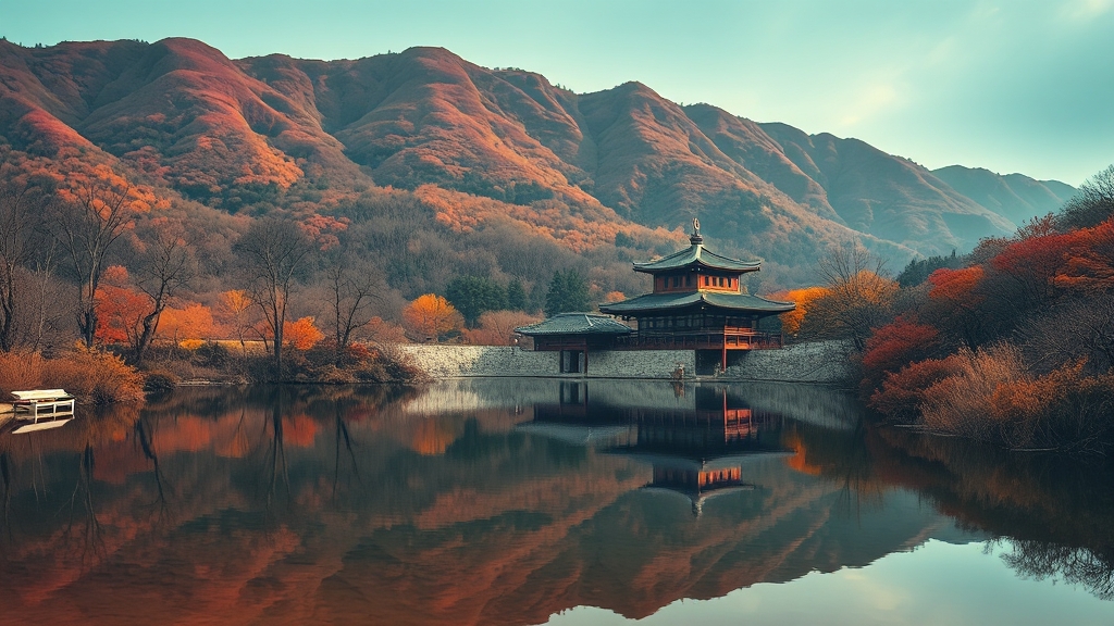 놓칠 수 없는 단풍 명소 (realistic 스타일)