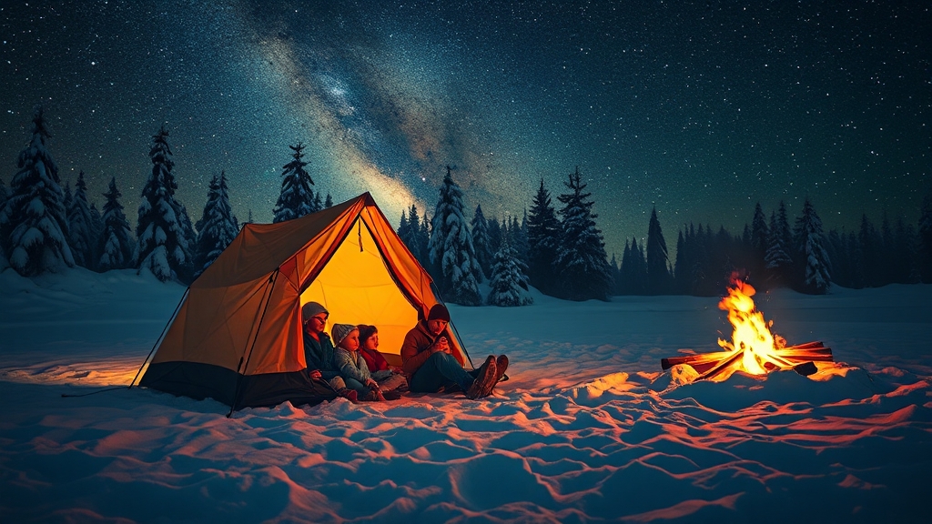 겨울 장박 캠핑의 매력 (realistic 스타일)