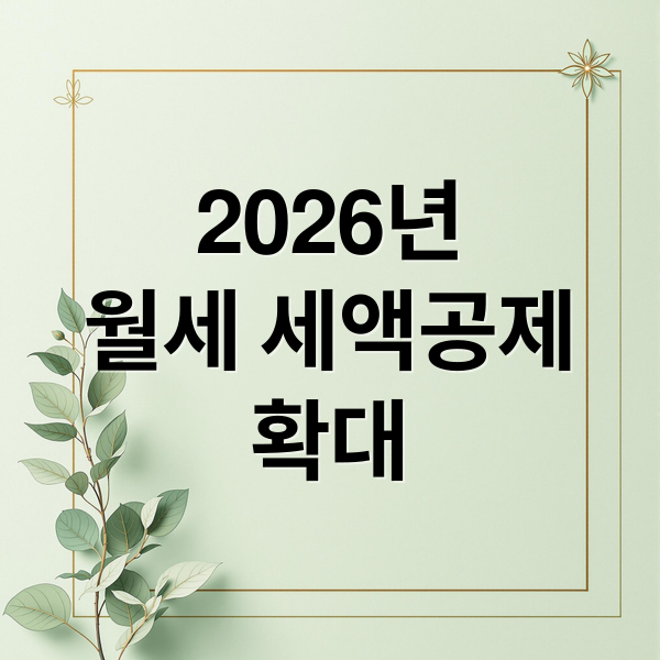 2026년
월세 세액공제
확대 (월세 세액공제 확대 주거지원 정책)