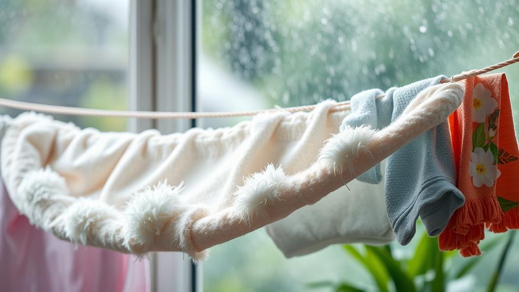 실내 건조 효과 및 냄새 제거 (realistic 스타일)