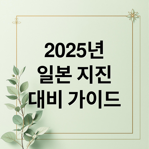 2025년
일본 지진
대비 가이드 (2025 일본 지진 현황)