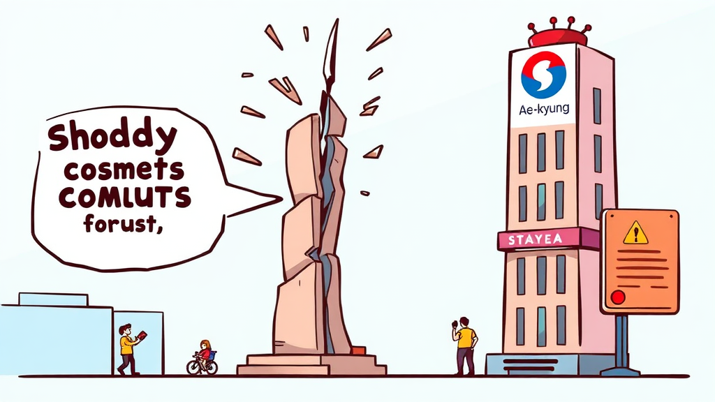 애경, 품질 관리에 문제 있었나? (cartoon 스타일)