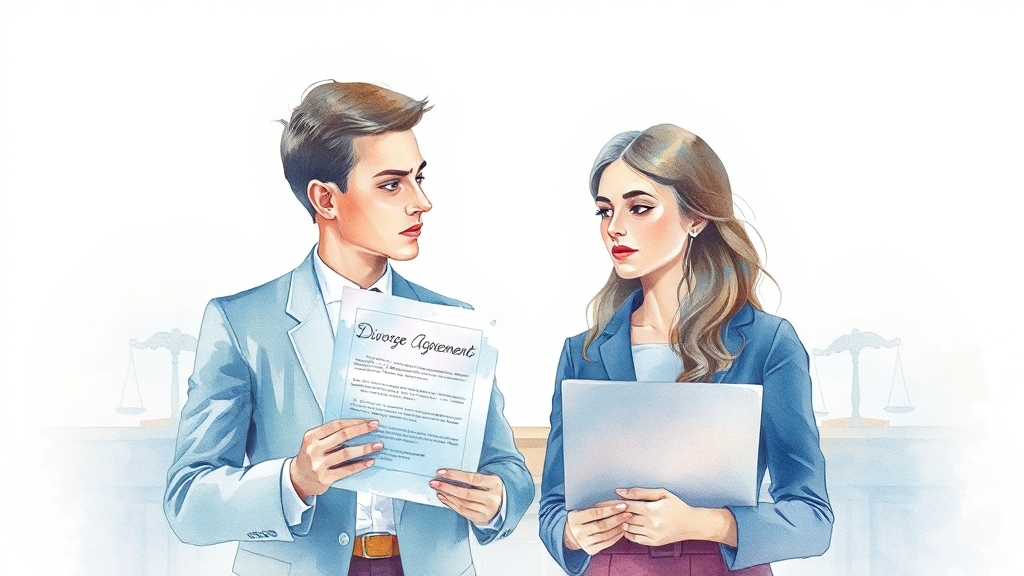 협의이혼, 어떤 서류 필요? (watercolor 스타일)