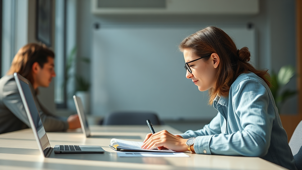 회의 후 시간 절약: 노션 AI로 자동 정리된 회의록 확인하기 (realistic 스타일)