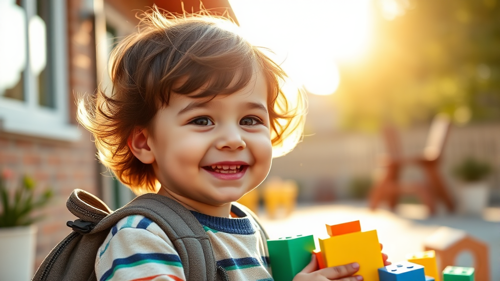 어린이집 이용 시 지원 (realistic 스타일)