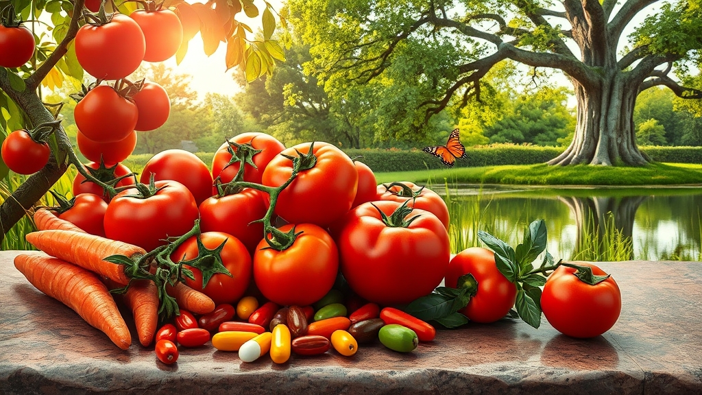 토마토 영양 성분 분석 (realistic 스타일)