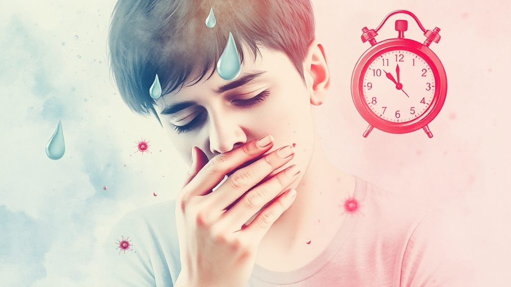 독감 전염 경로 및 전염 기간 (watercolor 스타일)