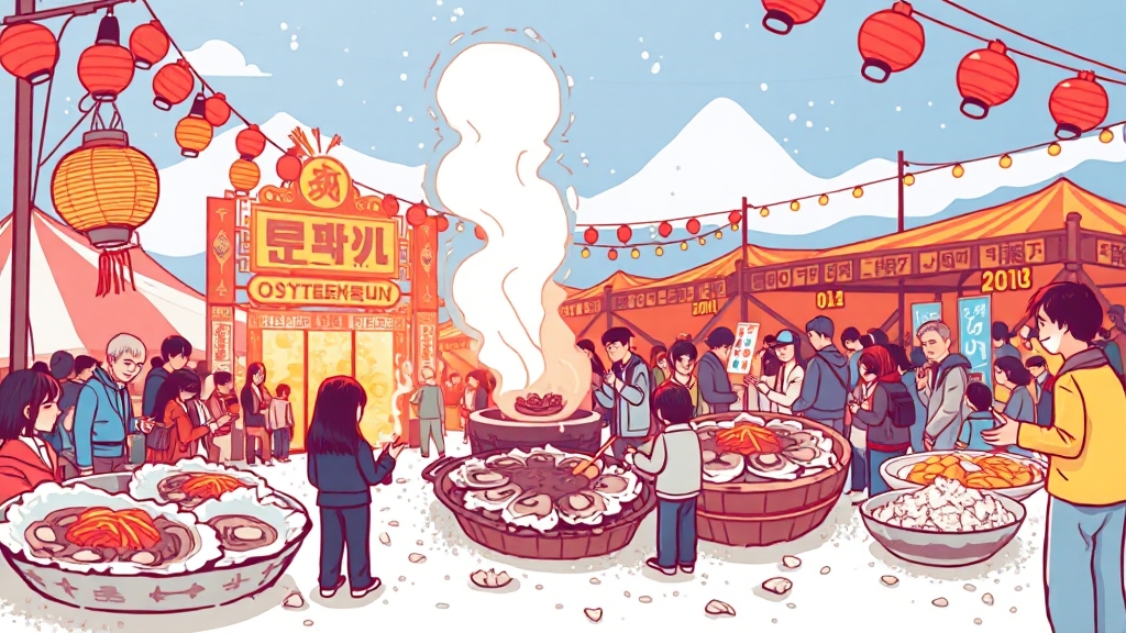 천북굴 축제: 즐길 거리 (cartoon 스타일)