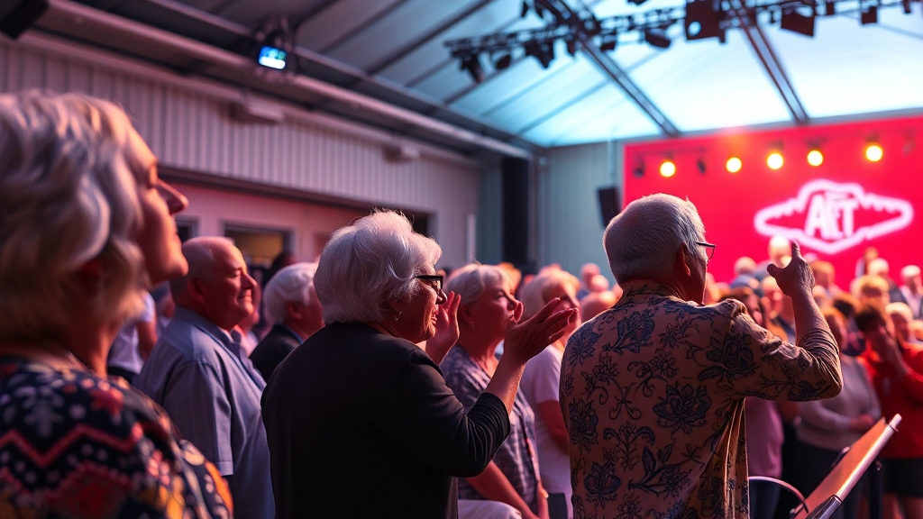 행사 분위기는? (realistic 스타일)