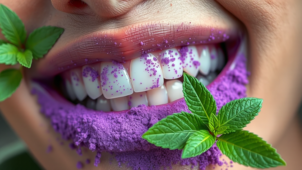 퓨리븐 가루치약 주요 성분 (realistic 스타일)