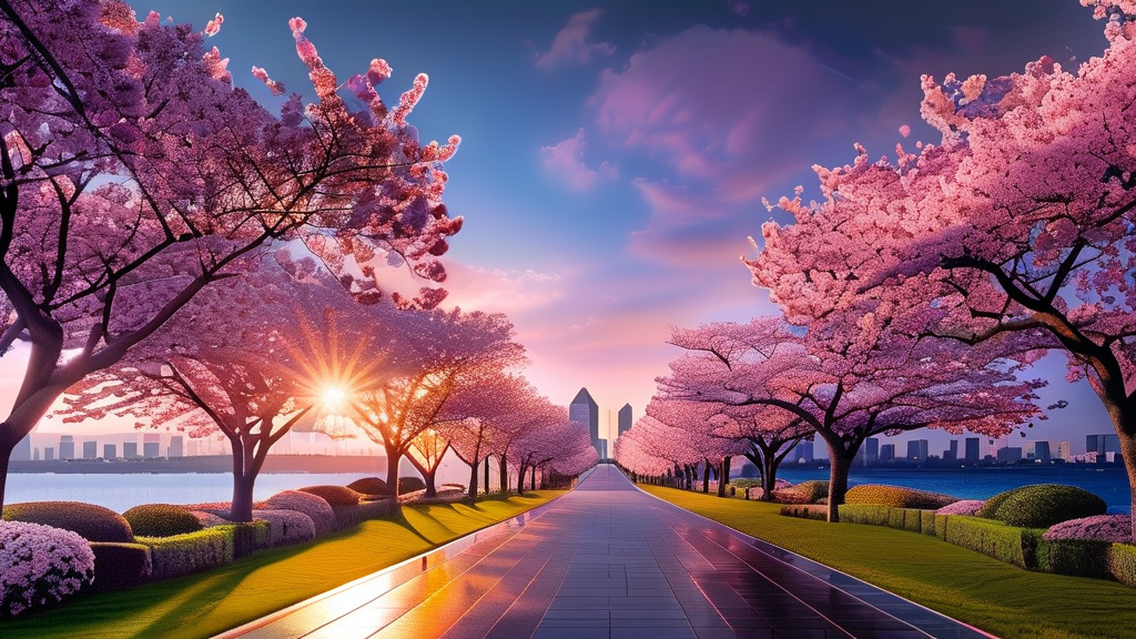 벚꽃 축제 즐기기 위한 방문 꿀팁 (realistic 스타일)