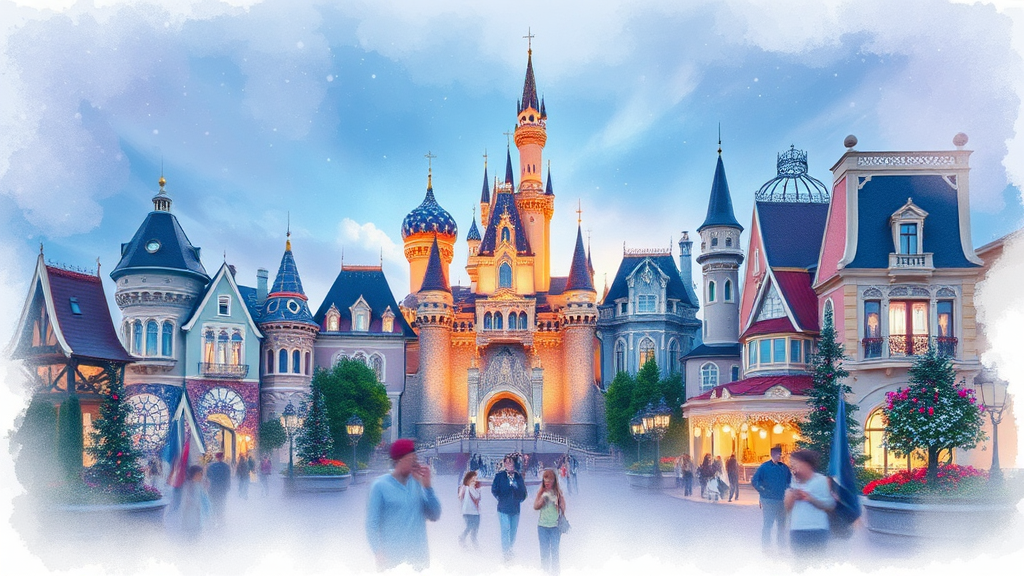 루덴시아 테마파크: 인생샷을 부르는 포토존과 황홀한 야경 (watercolor 스타일)