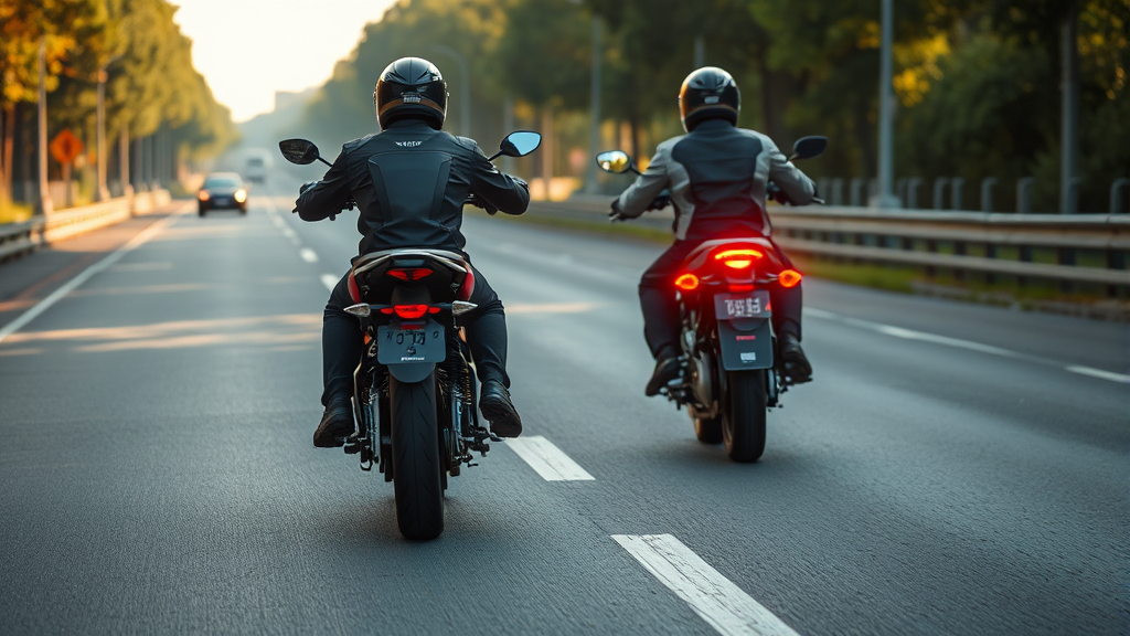 새롭게 강화되는 이륜차 단속 기준 (realistic 스타일)