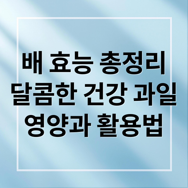 배 효능 총정리
달콤한 건강 과일
영양과 활용법 (배 효능)