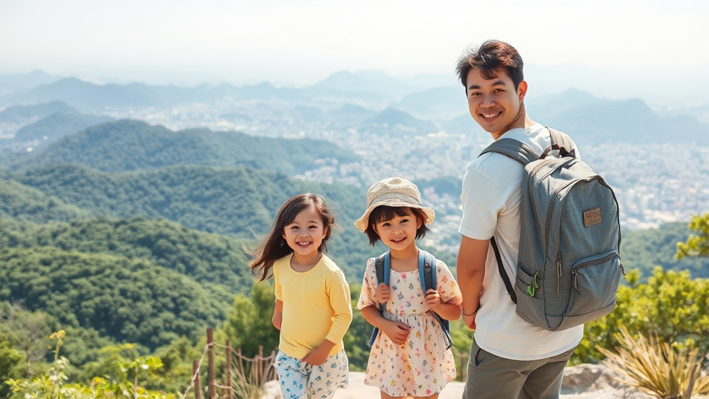 금정산 등반 코스 안내 (가족 맞춤형) (watercolor 스타일)