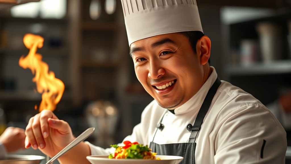 손종원 셰프 집중 조명 (realistic 스타일)