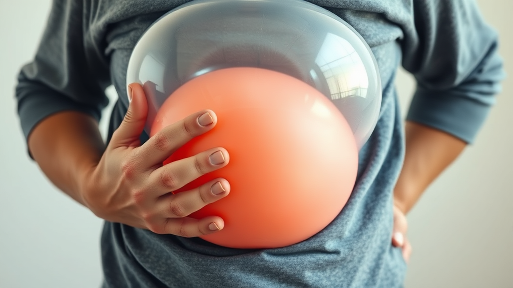 나도 모르게 쌓이는 복부 팽만, 식습관 점검 (realistic 스타일)