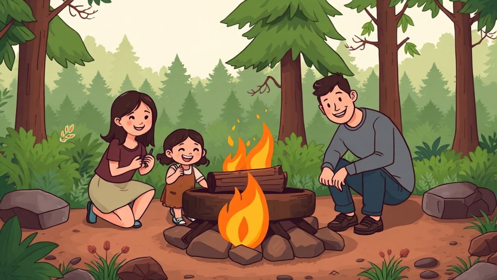 화로대 설치 및 사용 방법 안내 (cartoon 스타일)
