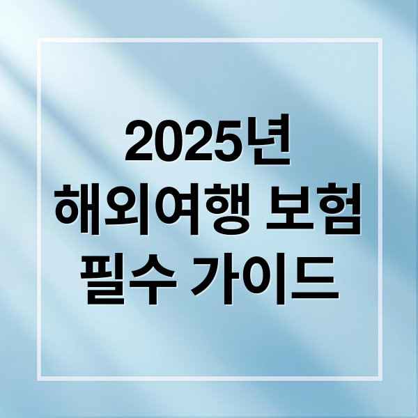 2025년
해외여행 보험
필수 가이드 (해외여행 보험)