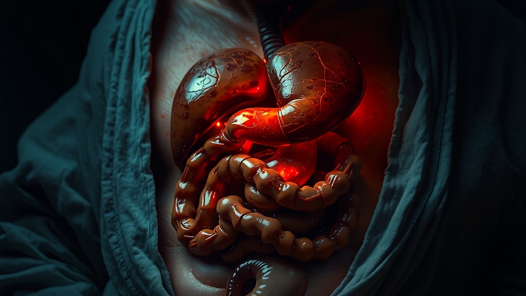 황달 유발 주요 질환: 간, 담도, 췌장 (realistic 스타일)