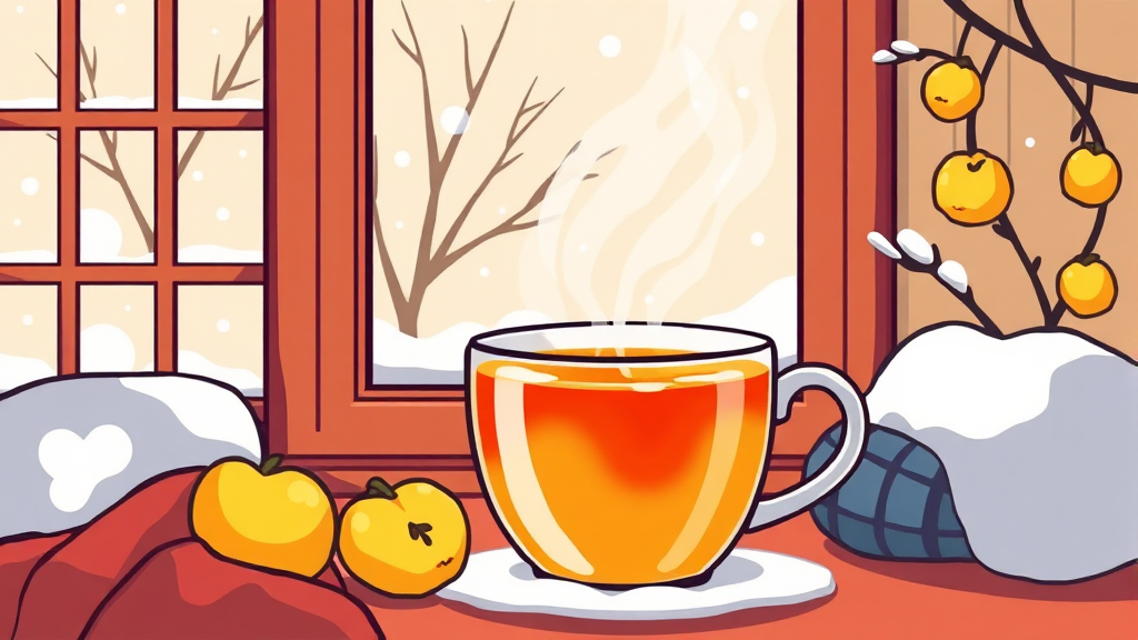 모과차 효능: 겨울철 건강 지킴이 (cartoon 스타일)