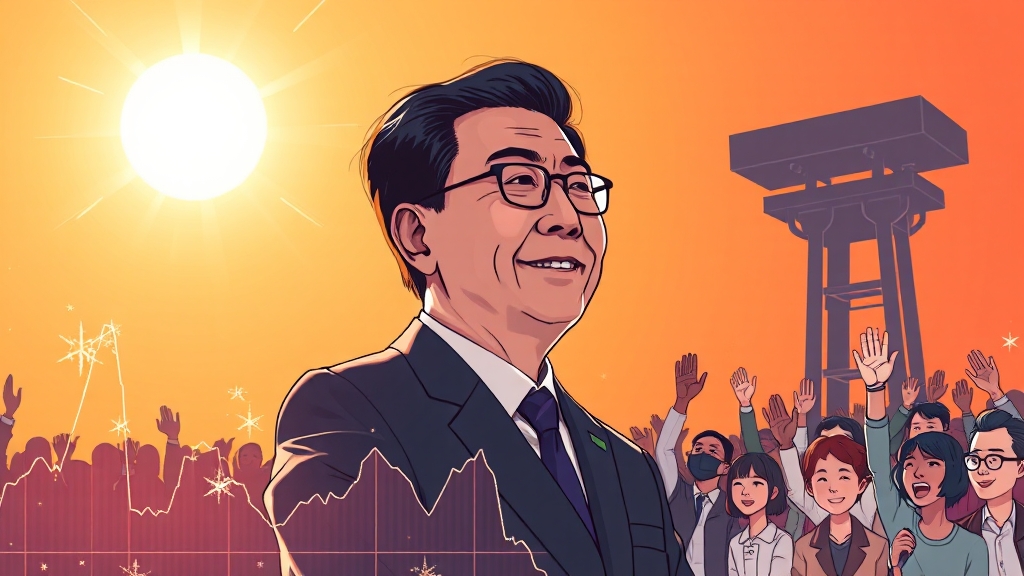 코스피, 대통령 취임 100일 최고치 (illustration 스타일)