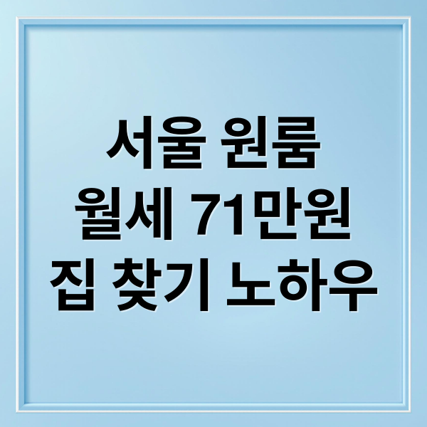서울 원룸
월세 71만원
집 찾기 노하우 (서울 원룸 월세 71만원)