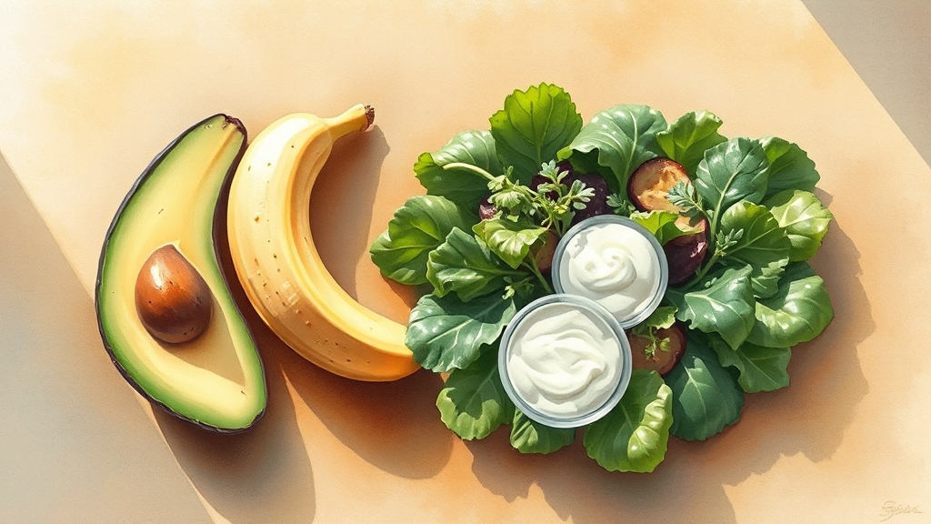 가스 완화 식단 관리법 (watercolor 스타일)