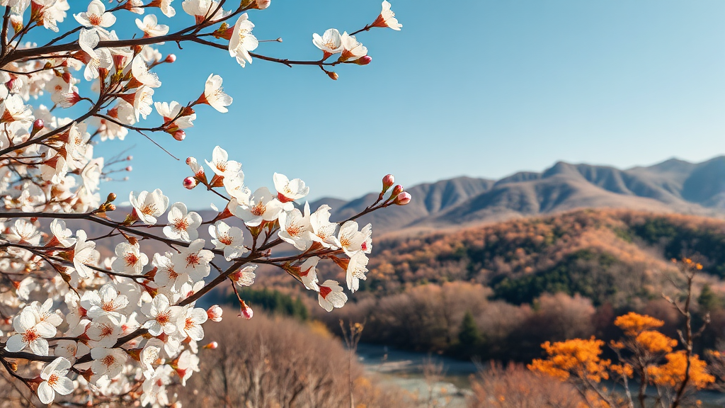 남도의 봄꽃: 매화와 산수유의 향연 (realistic 스타일)