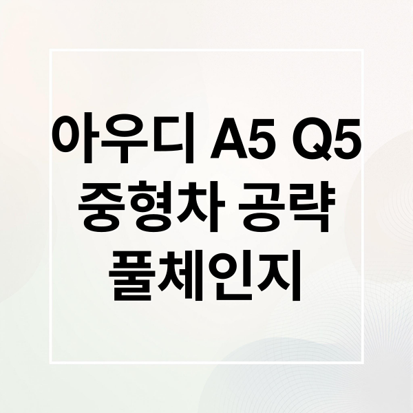 아우디 A5 Q5
중형차 공략
풀체인지 (아우디 A5 Q5 중형 시장 공략)