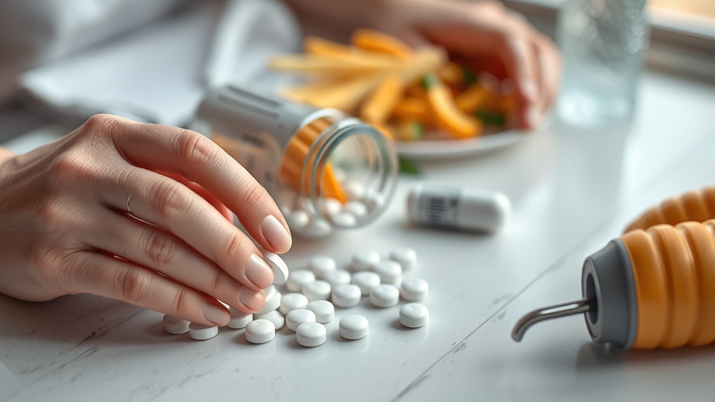 고지혈증 약 복용 시 주의사항 (realistic 스타일)