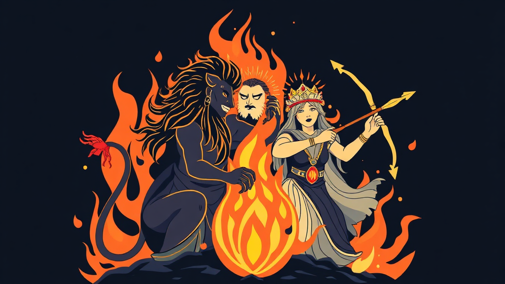 불의 별자리, 서로에게 불꽃을 튀길까? (illustration 스타일)