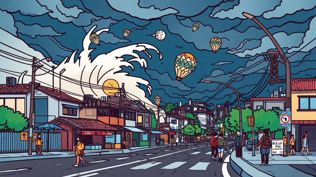 과거 추석 태풍 피해 사례 (cartoon 스타일)