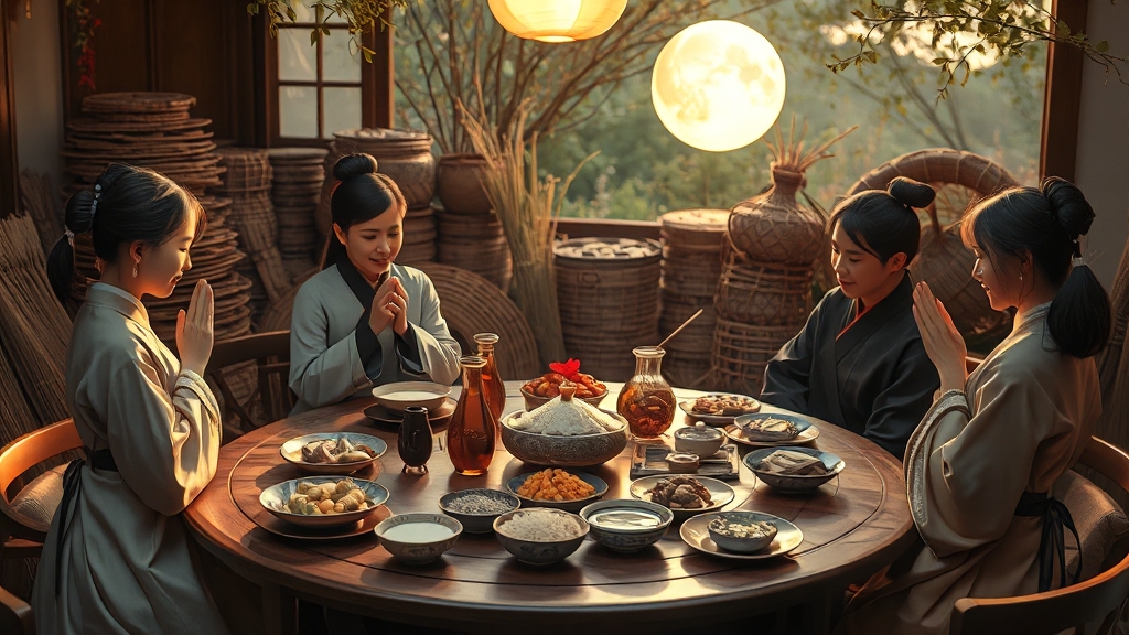 추석의 의미와 유래: 풍요로운 한가위 (realistic 스타일)