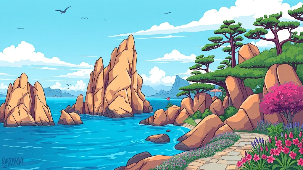 코스 및 주요 시설 (cartoon 스타일)