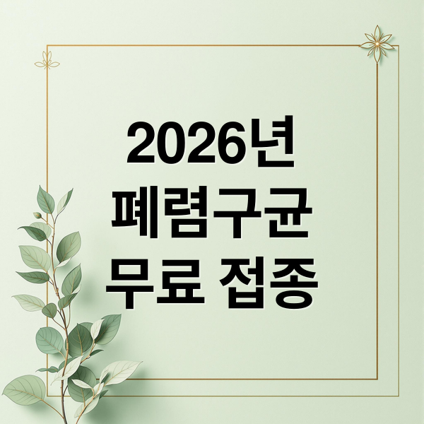 2026년
폐렴구균
무료 접종 (2026 65세 이상 폐렴 주사 무료 대상자 조회)