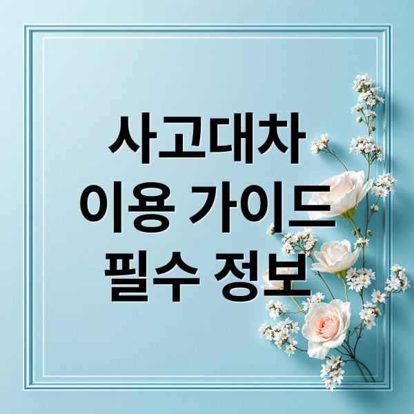 사고대차
이용 가이드
필수 정보 (사고 대차)