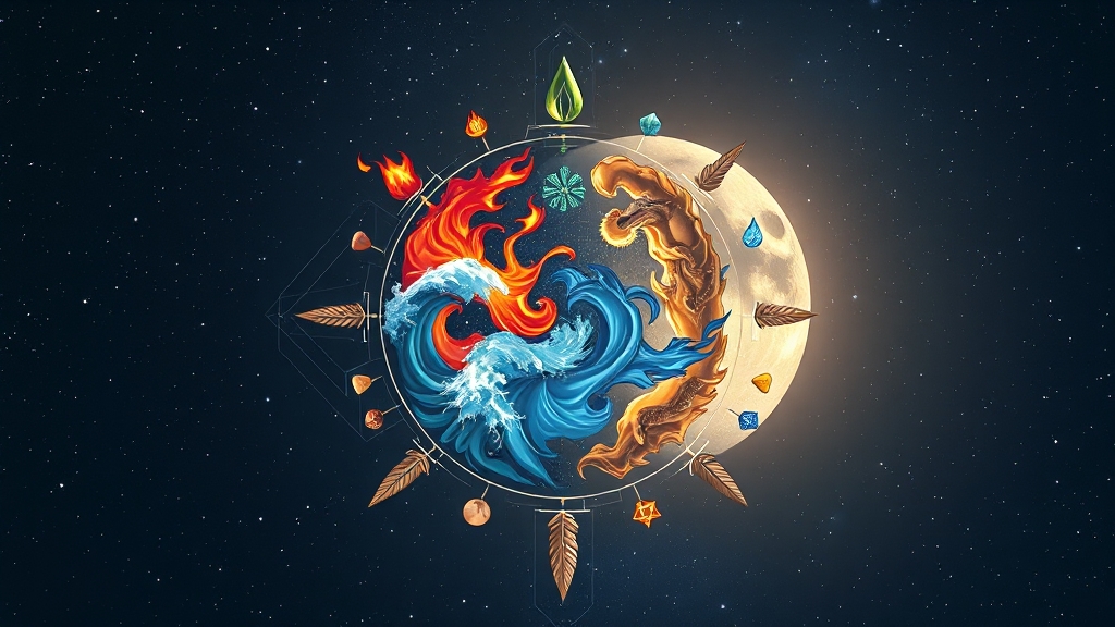 별자리 궁합 심화 분석: 원소별 특징 (realistic 스타일)