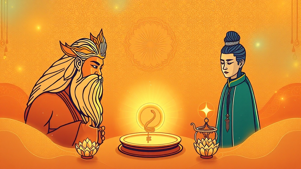 사주 운세: 타고난 기운과 오늘의 만남 (illustration 스타일)